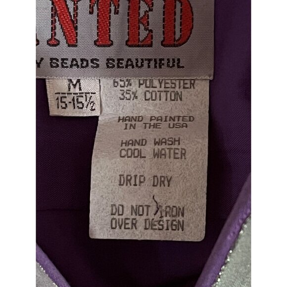 Wanted By Beads Beautiful Vintage Medium Purple Silver Pink Floral Sequin Shirt - Picture 7 of 8